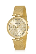 Polo Air Women's Straw Strap Wristwatch Gold Color