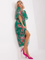 Green floral dress with belt