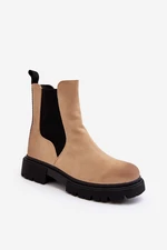 Women's Insulated Chelsea Boots with Zipper Beige Vest