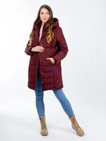 Women's quilted jacket GLANO - burgundy