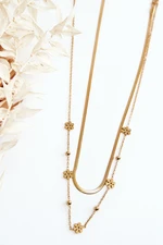 Women's snake chain with flowers, gold