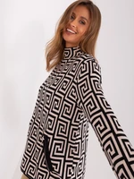 Black and beige patterned turtleneck with viscose