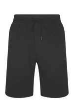 XHAN Black Linen Shorts with Elastic Waist and Pocket