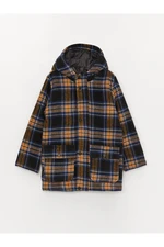 LC Waikiki Hooded Plaid Boys Cachet Coat