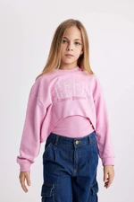 DEFACTO Crop Crew Neck Sweatshirt