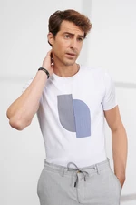 ALTINYILDIZ CLASSICS Men's White Slim Fit Slim Fit Crewneck Men's Cotton Short Sleeved T-Shirt.