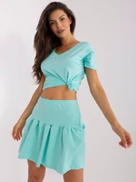 Mint flared skirt with frill