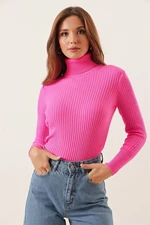 By Saygı Turtleneck Lycra Acrylic Knitwear Sweater Wide Size Range Saks