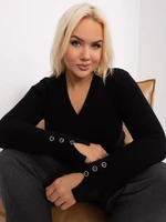 Black plus-size sweater with V-neck