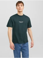 Dark Green Men's T-Shirt Jack & Jones Vesterbo - Men