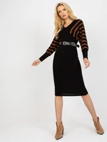 Black-brown midi dress with belt OCH BELLA