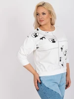 Ecru blouse plus sizes with application and 3/4 sleeves Margeret