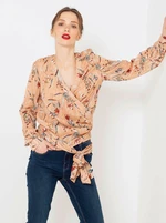 Apricot Floral Wrap Blouse CAMAIEU - Women