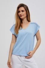 Blouse with openwork decorations - blue