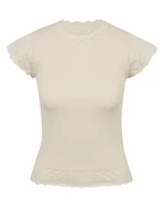 Orsay Beige Womens T-Shirt with Stand-up Collar - Women