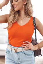 Fitted orange ribbed top