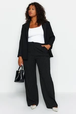 Trendyol Curve Black Striped Woven Trousers