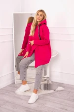 Insulated sweatshirt with fuchsia asymmetrical zipper