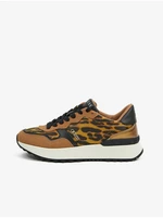 Brown Women's Patterned Sneakers with Leather Details Guess - Women