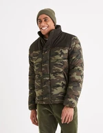 Black and green men's camouflage quilted winter jacket Celio Vuelectron