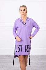 Dress with hood and purple print