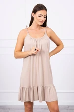 Beige dress with thin shoulder straps