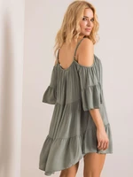 Khaki dress with frill