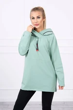 Tunic with zipper on the hood Oversize dark mint