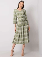 Green plaid dress with frill