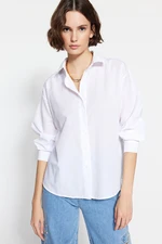 Trendyol Ecru Buttoned Back Oversize/Creature Woven Shirt