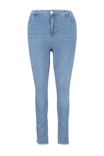 Trendyol Curve Light Blue Flexible Skinny Denim Jeans with Slit and Tassel Detail