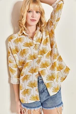 Bianco Lucci Women's Floral Patterned Linen Shirt