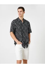 Koton Summer Shirt with Short Sleeves and Ethnic Printed Classic Collar