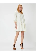 Koton Mini Scalloped Dress with Tassel Detail Lined.