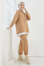 InStyle Losya Two Piece Set with Zipper and Hoodie - Camel