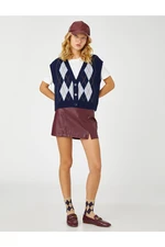 Koton Crop Sweater V-Neck With Buttons