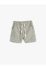 Koton Linen Shorts with Pocket Elastic Waist, Conjoined Cotton