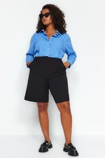 Trendyol Curve Black High Waist Finike Woven Shorts & Bermuda