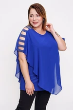 By Saygı Striped Sleeves Top Chiffon Plus Size Blouse Saks