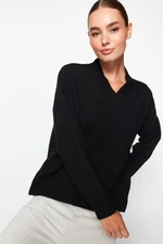 Trendyol Black Wide Fit Soft Textured Knitwear Sweater