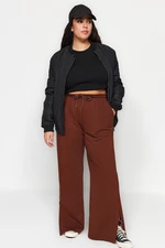 Trendyol Curve Brown Slit Detailed, Fine Knitted Sweatpants