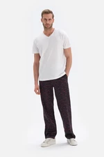 Dagi Navy Blue Text Pattern Woven Pajama Bottoms.