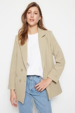 Trendyol Light Khaki Double Button Lined Blazer Woven Jacket