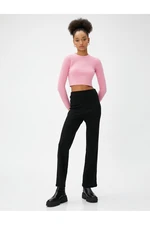 Koton Corduroy Leggings Pants Straight Leg High Waist