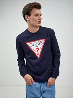 Dark blue men's long sleeve T-shirt Guess Audley