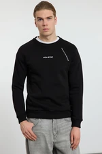 Trendyol Black Regular/Normal Cut Raglan Sleeve Text Printed Sweatshirt