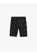 Koton Shiny Short Leggings With Elastic Waist, Star Printed Cotton