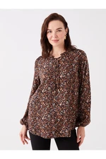 LC Waikiki Tie Collar Patterned Long Sleeve Women's Blouse