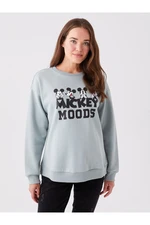 LC Waikiki Crew Neck Mickey Mouse Printed Long Sleeve Maternity Sweatshirt