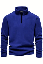 49143 Dewberry Half Zipper Stand Collar Mens Fleece-BLUE